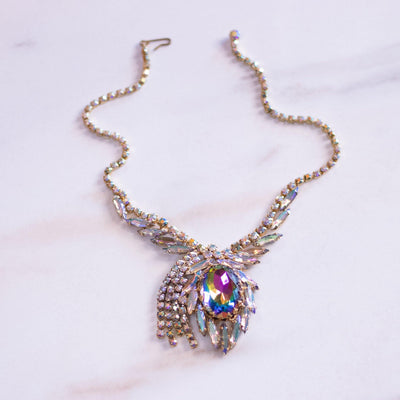 Vintage Juliana Heliotrope and Aurora Borealis Rhinestone Statement Necklace by Juliana - Vintage Meet Modern Vintage Jewelry - Chicago, Illinois - #oldhollywoodglamour #vintagemeetmodern #designervintage #jewelrybox #antiquejewelry #vintagejewelry