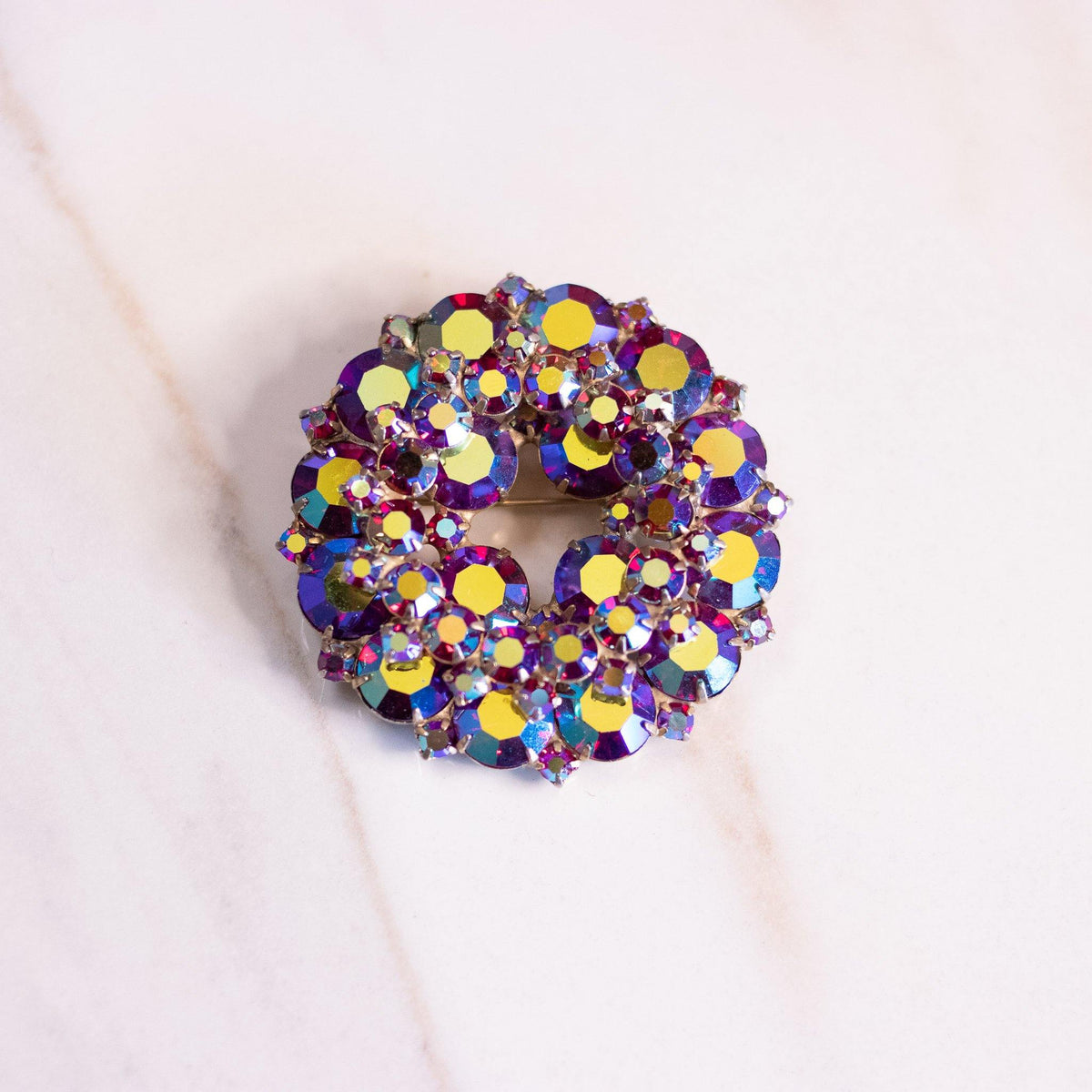 Vintage Juliana Red Pink Rhinestone Brooch