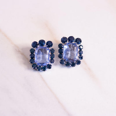 Vintage Large Blue Crystal Statement Earrings by Schreiner - Vintage Meet Modern Vintage Jewelry - Chicago, Illinois - #oldhollywoodglamour #vintagemeetmodern #designervintage #jewelrybox #antiquejewelry #vintagejewelry