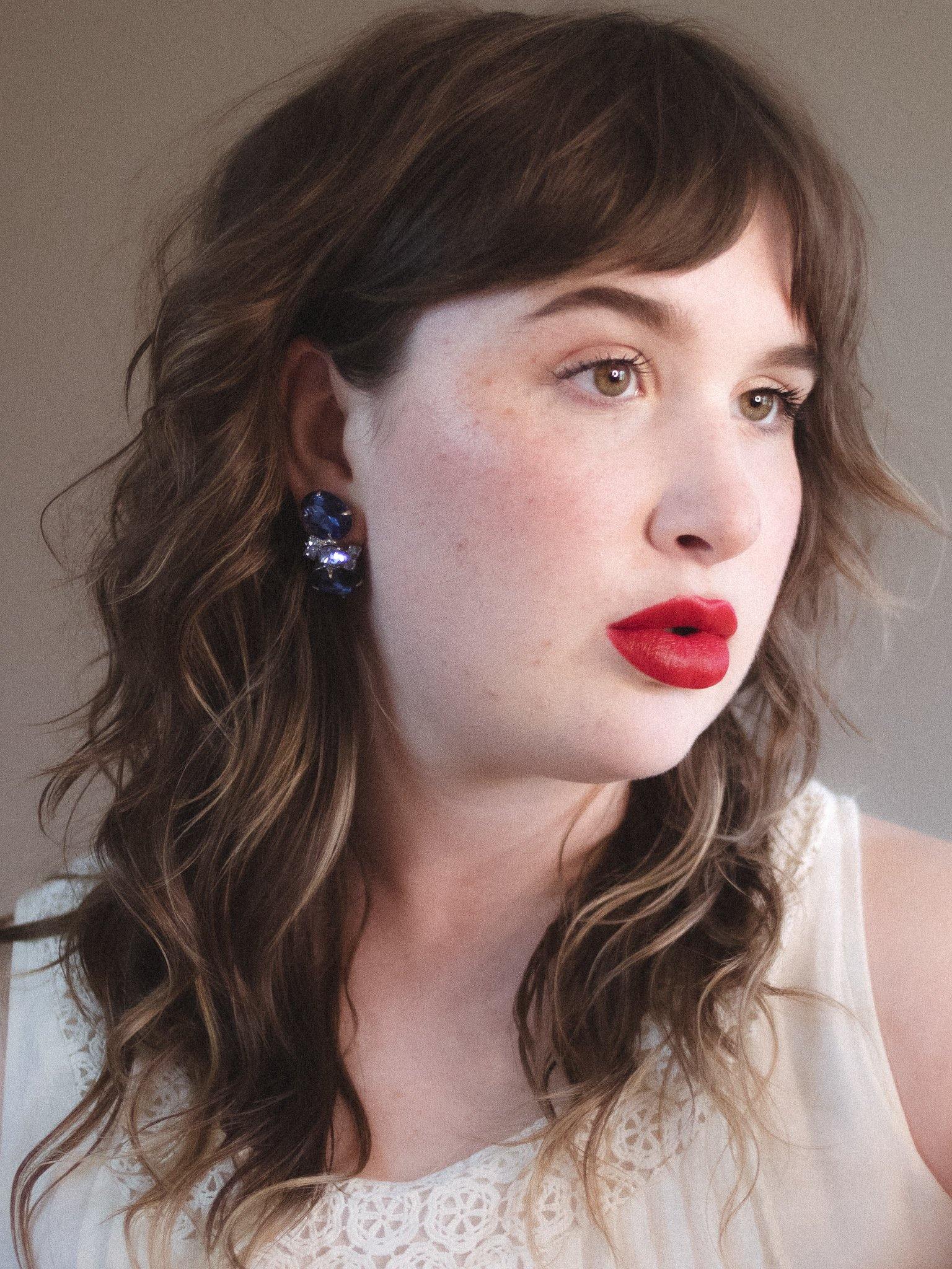 Vintage Light and Dark Blue Rhinestone Statement Earrings by Unsigned Beauties - Vintage Meet Modern Vintage Jewelry - Chicago, Illinois - #oldhollywoodglamour #vintagemeetmodern #designervintage #jewelrybox #antiquejewelry #vintagejewelry