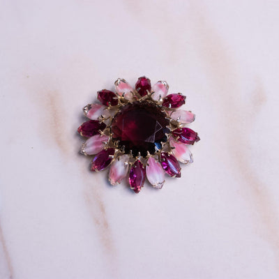 Vintage Light Pink and Magenta Rhinestone Brooch by West Germany - Vintage Meet Modern Vintage Jewelry - Chicago, Illinois - #oldhollywoodglamour #vintagemeetmodern #designervintage #jewelrybox #antiquejewelry #vintagejewelry