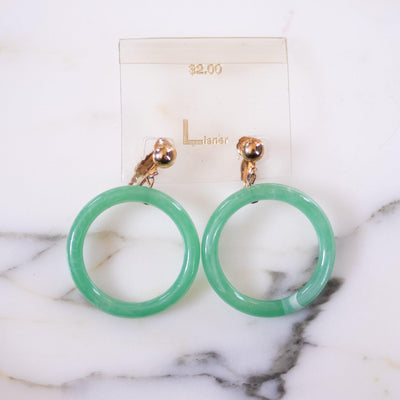 Vintage Lisner Jade Lucite Doorknocker Hoop Statement Earrings by Lisner - Vintage Meet Modern Vintage Jewelry - Chicago, Illinois - #oldhollywoodglamour #vintagemeetmodern #designervintage #jewelrybox #antiquejewelry #vintagejewelry