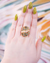 Vintage Mid Century Modern Jade and Faux Pearl Ring by Unsigned Beauty - Vintage Meet Modern Vintage Jewelry - Chicago, Illinois - #oldhollywoodglamour #vintagemeetmodern #designervintage #jewelrybox #antiquejewelry #vintagejewelry