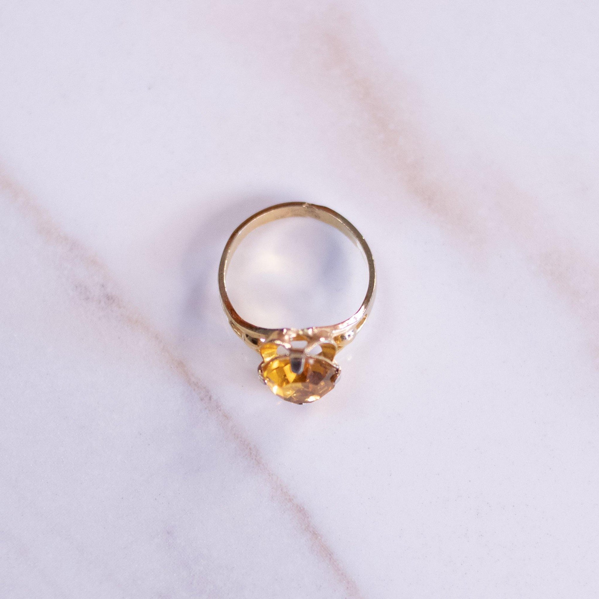 Vintage Petite Citrine Crystal Cocktail Ring by Unsigned Beauty - Vintage Meet Modern Vintage Jewelry - Chicago, Illinois - #oldhollywoodglamour #vintagemeetmodern #designervintage #jewelrybox #antiquejewelry #vintagejewelry