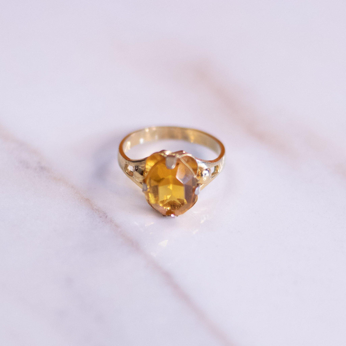 Vintage Petite Citrine Crystal Cocktail Ring