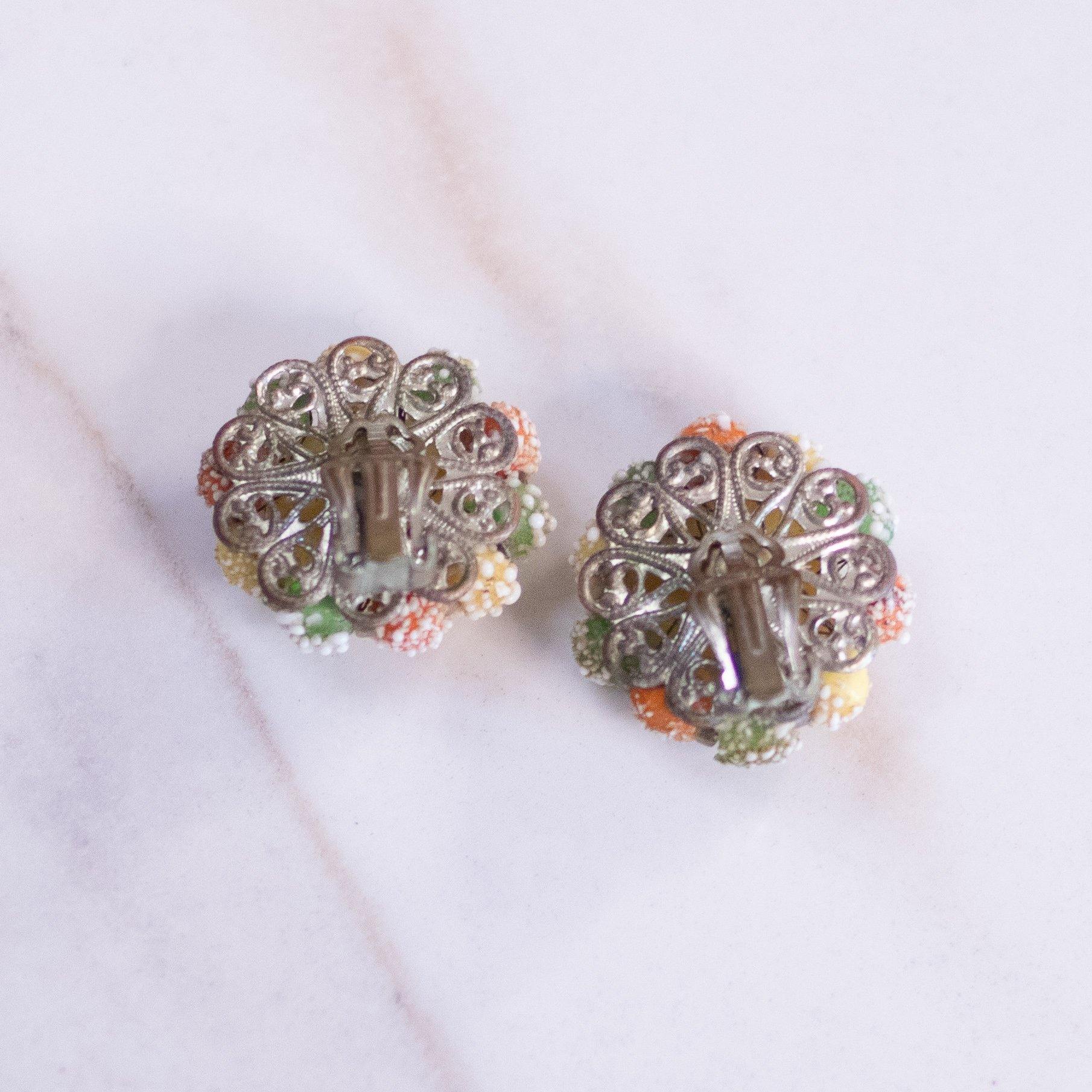 Vintage Retro Yellow, Green, and Orange Sugar Bead Earrings by Made in Japan - Vintage Meet Modern Vintage Jewelry - Chicago, Illinois - #oldhollywoodglamour #vintagemeetmodern #designervintage #jewelrybox #antiquejewelry #vintagejewelry