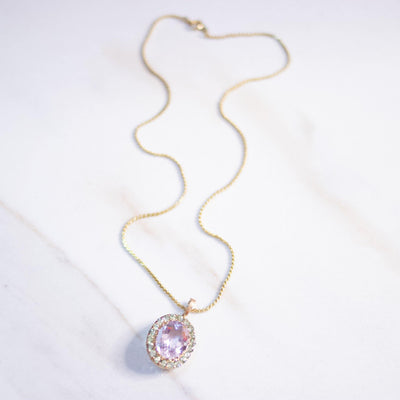 Vintage Lavender Spinel and Aqua Topaz Pendant Necklace by Vintage Meet Modern - Vintage Meet Modern Vintage Jewelry - Chicago, Illinois - #oldhollywoodglamour #vintagemeetmodern #designervintage #jewelrybox #antiquejewelry #vintagejewelry
