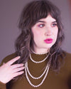 Vintage Sautoir Length White Glass Pearl Necklace by Unsigned Beauty - Vintage Meet Modern Vintage Jewelry - Chicago, Illinois - #oldhollywoodglamour #vintagemeetmodern #designervintage #jewelrybox #antiquejewelry #vintagejewelry