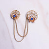 Vintage Van Dell Rose Gold Chatelaine Brooch with Flowers and Blue Rhinestones by Van Dell - Vintage Meet Modern Vintage Jewelry - Chicago, Illinois - #oldhollywoodglamour #vintagemeetmodern #designervintage #jewelrybox #antiquejewelry #vintagejewelry