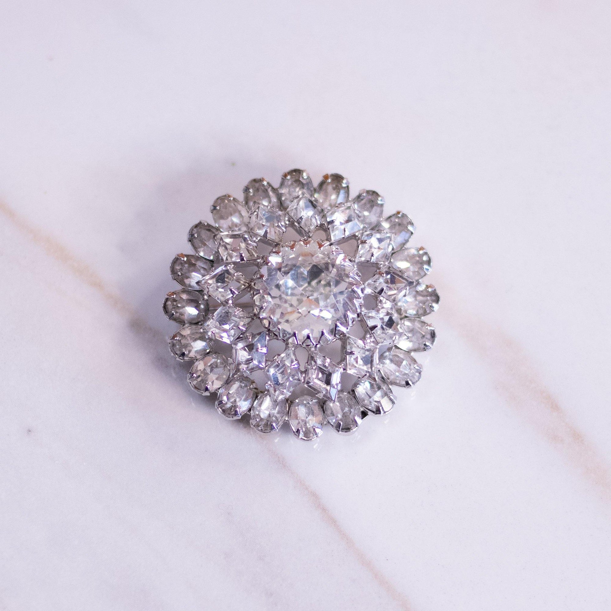 Vintage Warner Art Deco Diamante Medallion Brooch by Warner - Vintage Meet Modern Vintage Jewelry - Chicago, Illinois - #oldhollywoodglamour #vintagemeetmodern #designervintage #jewelrybox #antiquejewelry #vintagejewelry