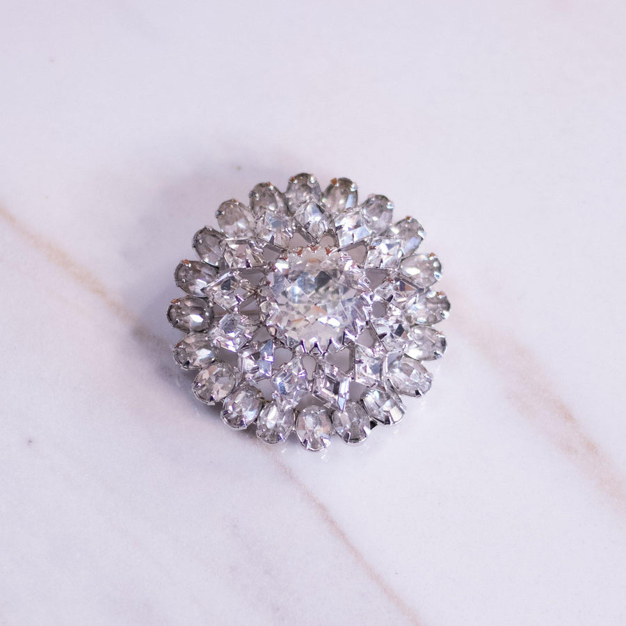 Vintage Warner Art Deco Diamante Medallion Brooch by Warner - Vintage Meet Modern Vintage Jewelry - Chicago, Illinois - #oldhollywoodglamour #vintagemeetmodern #designervintage #jewelrybox #antiquejewelry #vintagejewelry