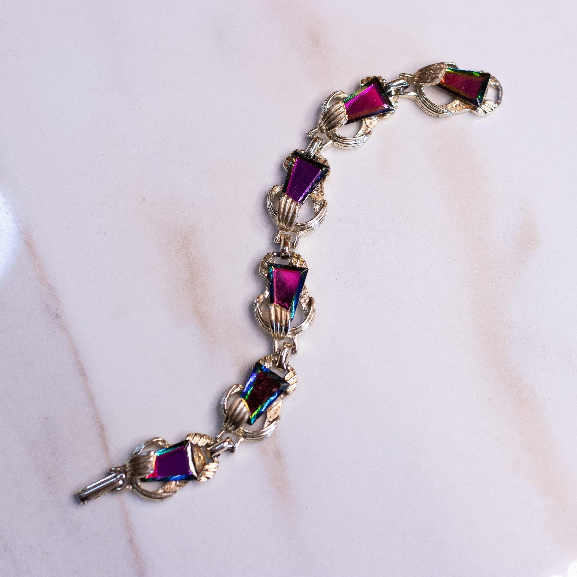 Vintage Watermelon Rhinestone Bracelet by Juliana - Vintage Meet Modern Vintage Jewelry - Chicago, Illinois - #oldhollywoodglamour #vintagemeetmodern #designervintage #jewelrybox #antiquejewelry #vintagejewelry