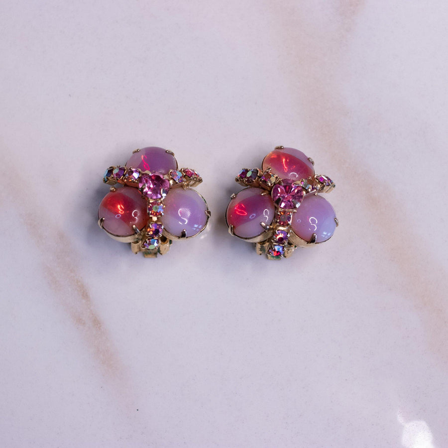 Vintage Weiss Pink Rhinestone Earrings by Weiss - Vintage Meet Modern Vintage Jewelry - Chicago, Illinois - #oldhollywoodglamour #vintagemeetmodern #designervintage #jewelrybox #antiquejewelry #vintagejewelry