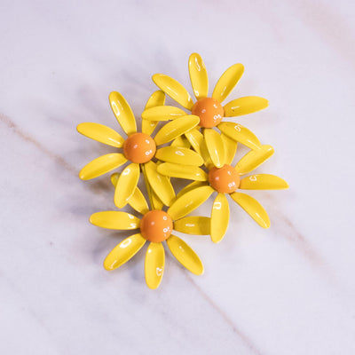 Vintage Yellow Flowers Painted Enamel Brooch by Unsigned Beauty - Vintage Meet Modern Vintage Jewelry - Chicago, Illinois - #oldhollywoodglamour #vintagemeetmodern #designervintage #jewelrybox #antiquejewelry #vintagejewelry