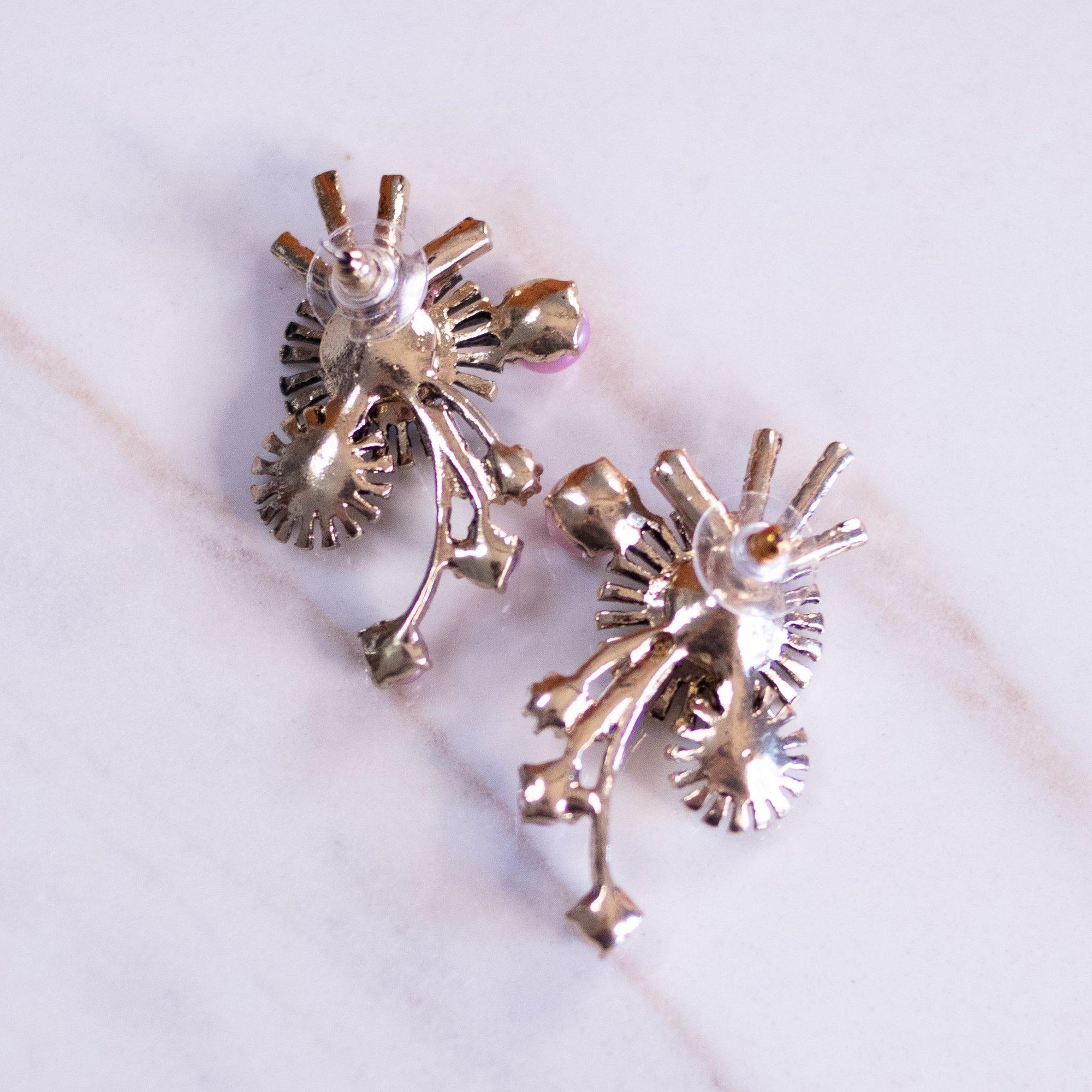 Rainbow Rhinestones and Pink Pearls Fireworks Earrings by Vintage Meet Modern - Vintage Meet Modern Vintage Jewelry - Chicago, Illinois - #oldhollywoodglamour #vintagemeetmodern #designervintage #jewelrybox #antiquejewelry #vintagejewelry