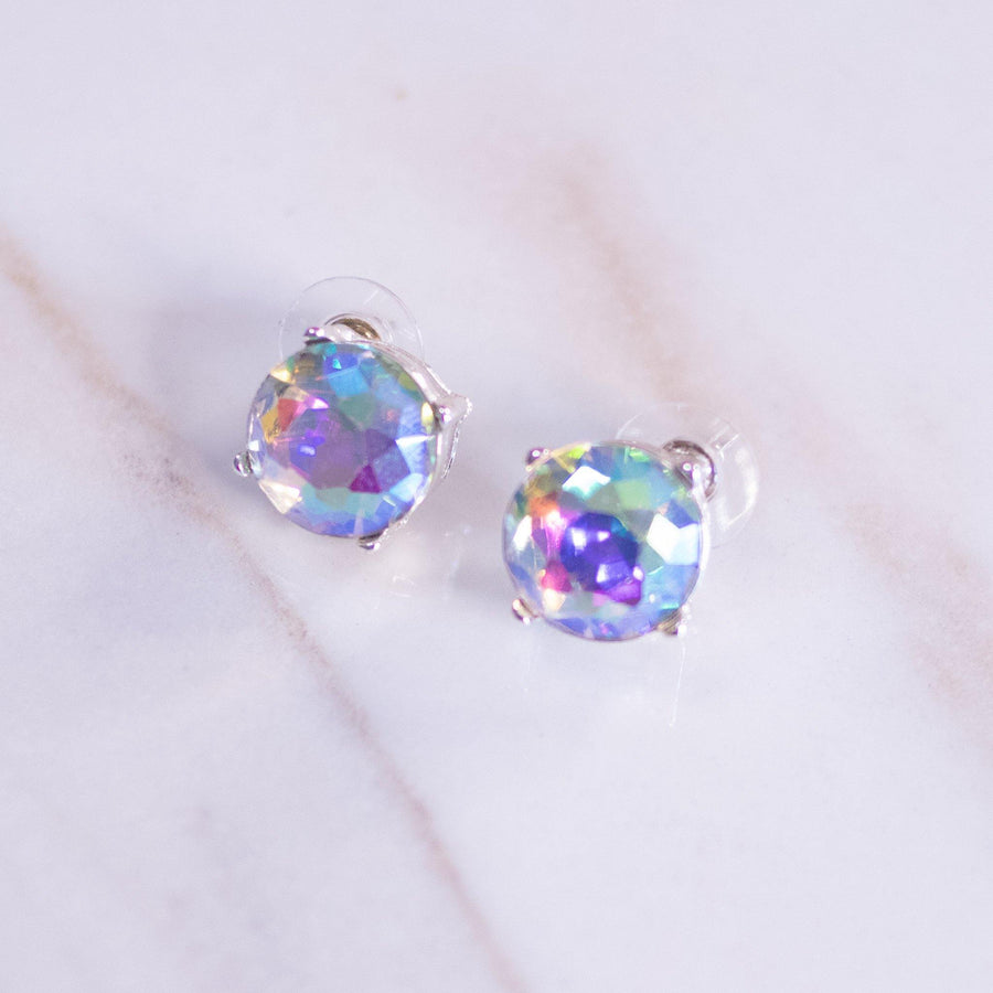 Aurora Borealis Crystal Stud Earrings by Vintage Meet Modern - Vintage Meet Modern Vintage Jewelry - Chicago, Illinois - #oldhollywoodglamour #vintagemeetmodern #designervintage #jewelrybox #antiquejewelry #vintagejewelry