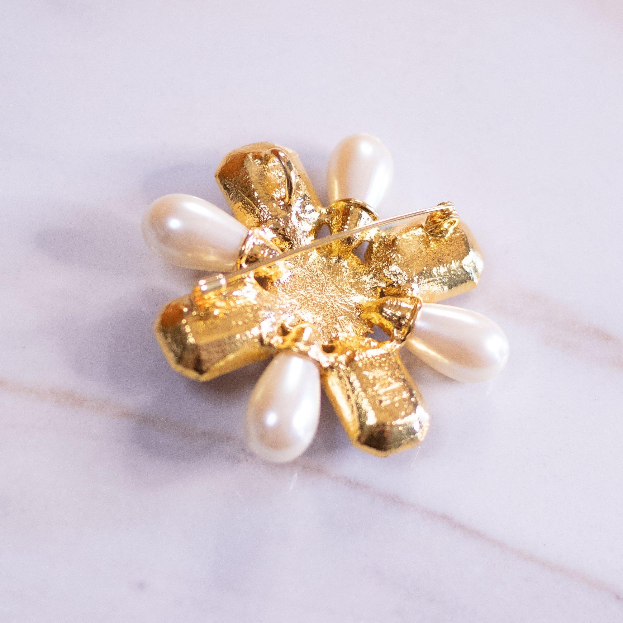 Vintage Avon Mogul Style Maltese Cross Brooch/Pendant with Pearls, Amber Crystal and Amethyst Lucite Cabochon by Avon - Vintage Meet Modern Vintage Jewelry - Chicago, Illinois - #oldhollywoodglamour #vintagemeetmodern #designervintage #jewelrybox #antiquejewelry #vintagejewelry