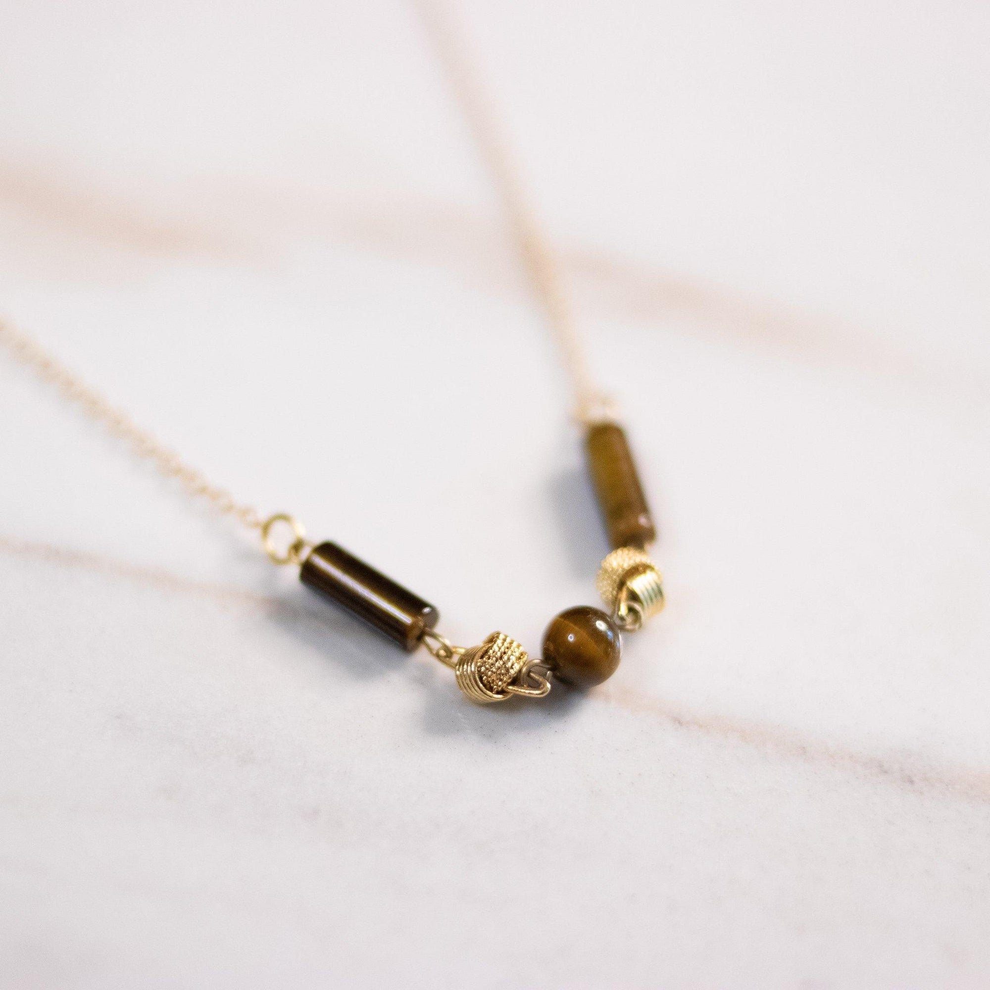 Vintage 1970s Tigers Eye Minimalist Necklace by Gold Filled - Vintage Meet Modern Vintage Jewelry - Chicago, Illinois - #oldhollywoodglamour #vintagemeetmodern #designervintage #jewelrybox #antiquejewelry #vintagejewelry