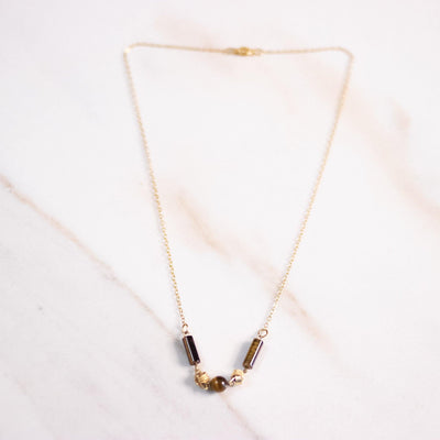 Vintage 1970s Tigers Eye Minimalist Necklace by Gold Filled - Vintage Meet Modern Vintage Jewelry - Chicago, Illinois - #oldhollywoodglamour #vintagemeetmodern #designervintage #jewelrybox #antiquejewelry #vintagejewelry
