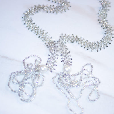 Vintage Art Deco Era Glass Bead and Faux Pearl Tassel Statement Necklace by Art Deco - Vintage Meet Modern Vintage Jewelry - Chicago, Illinois - #oldhollywoodglamour #vintagemeetmodern #designervintage #jewelrybox #antiquejewelry #vintagejewelry