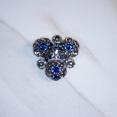 Vintage Blue and Smoke Rhinestone Brooch by Unsigned Beauty - Vintage Meet Modern Vintage Jewelry - Chicago, Illinois - #oldhollywoodglamour #vintagemeetmodern #designervintage #jewelrybox #antiquejewelry #vintagejewelry