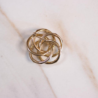 Vintage Mid Century Modern Gold Knot Notched Brooch by Unsigned Beauty - Vintage Meet Modern Vintage Jewelry - Chicago, Illinois - #oldhollywoodglamour #vintagemeetmodern #designervintage #jewelrybox #antiquejewelry #vintagejewelry