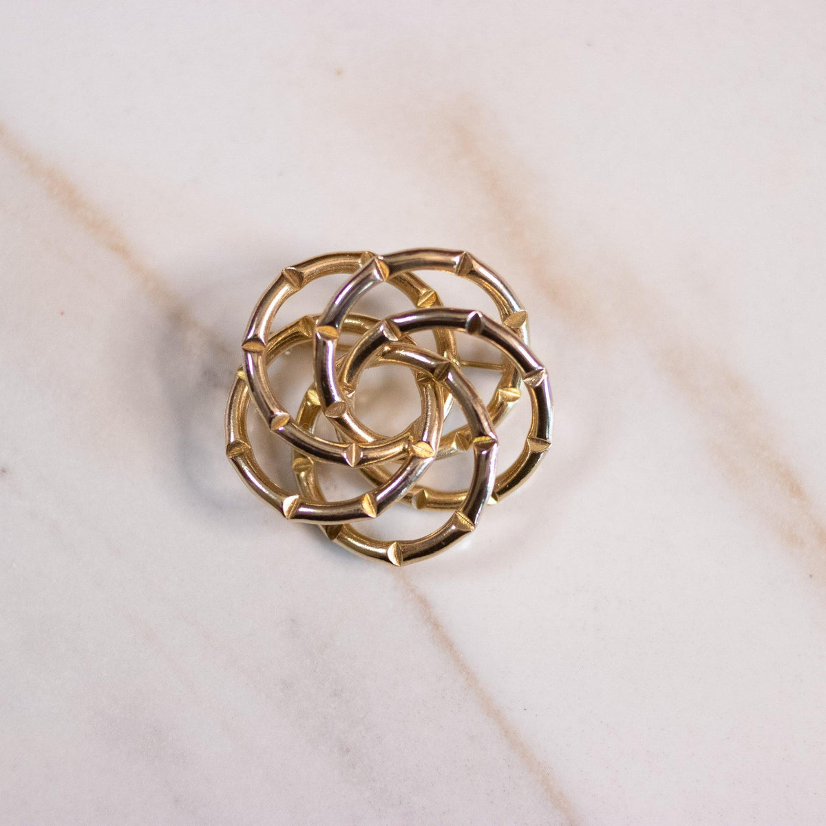Vintage Mid Century Modern Gold Knot Notched Brooch