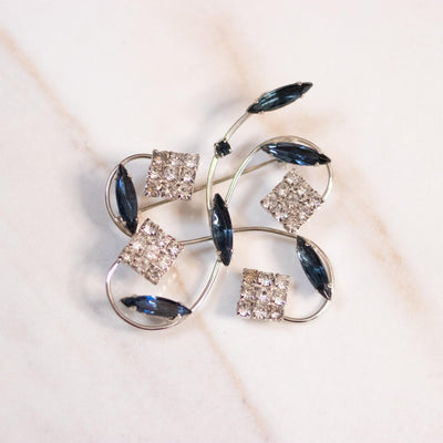 Vintage Diamante and Sapphire Navette Rhinestone Brooch by Unsigned Beauty - Vintage Meet Modern Vintage Jewelry - Chicago, Illinois - #oldhollywoodglamour #vintagemeetmodern #designervintage #jewelrybox #antiquejewelry #vintagejewelry