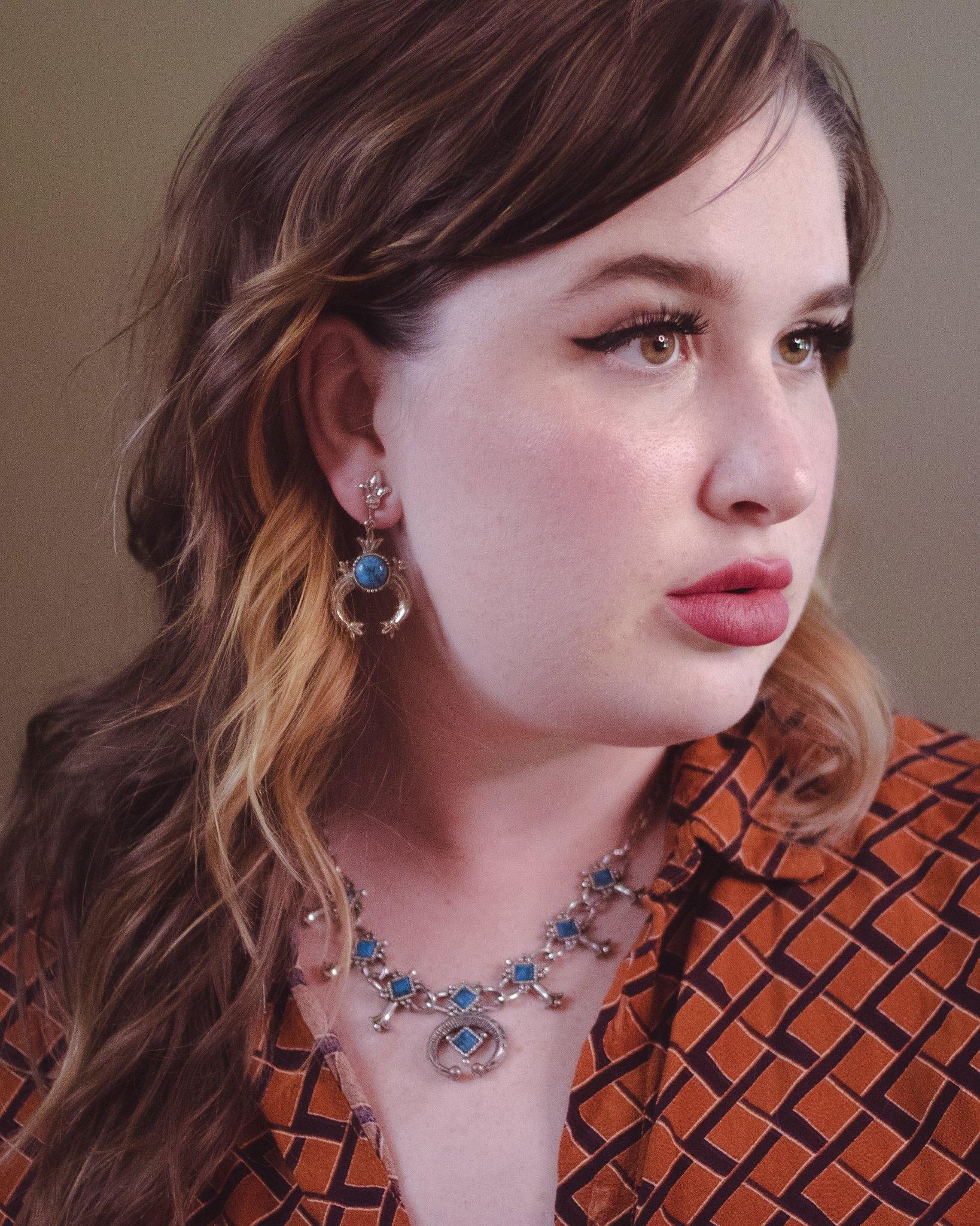 Vintage Emmons Turquoise Squash Blossom Earrings by Emmons - Vintage Meet Modern Vintage Jewelry - Chicago, Illinois - #oldhollywoodglamour #vintagemeetmodern #designervintage #jewelrybox #antiquejewelry #vintagejewelry