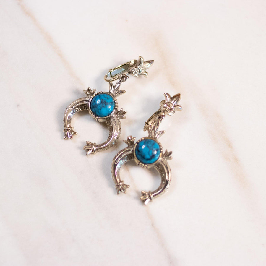Vintage Emmons Turquoise Squash Blossom Earrings by Emmons - Vintage Meet Modern Vintage Jewelry - Chicago, Illinois - #oldhollywoodglamour #vintagemeetmodern #designervintage #jewelrybox #antiquejewelry #vintagejewelry