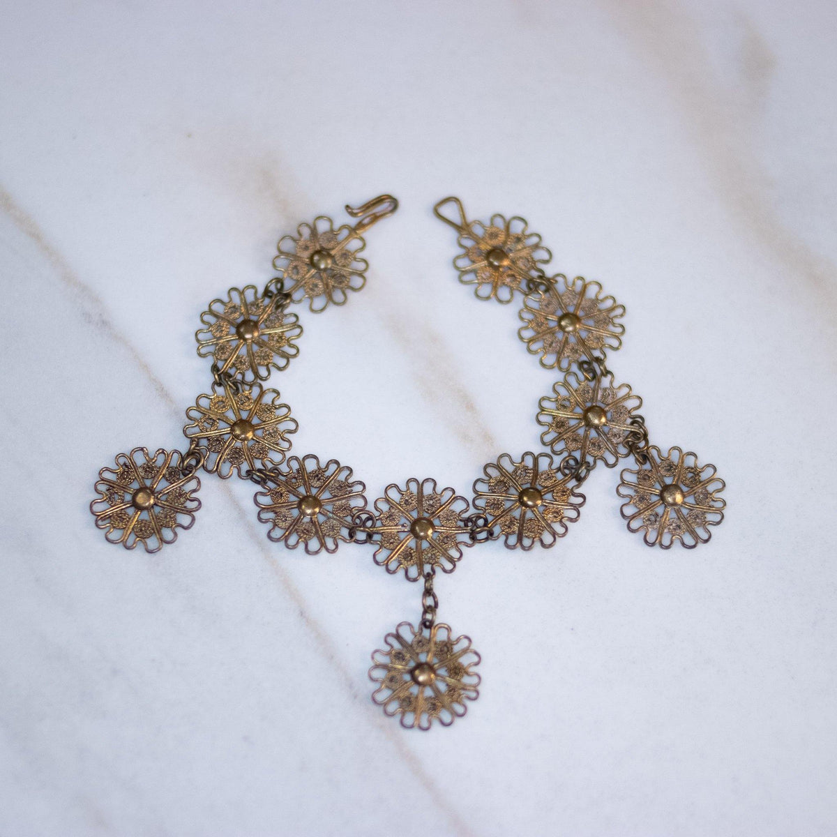 Vintage Gold Filigree Link Bracelet