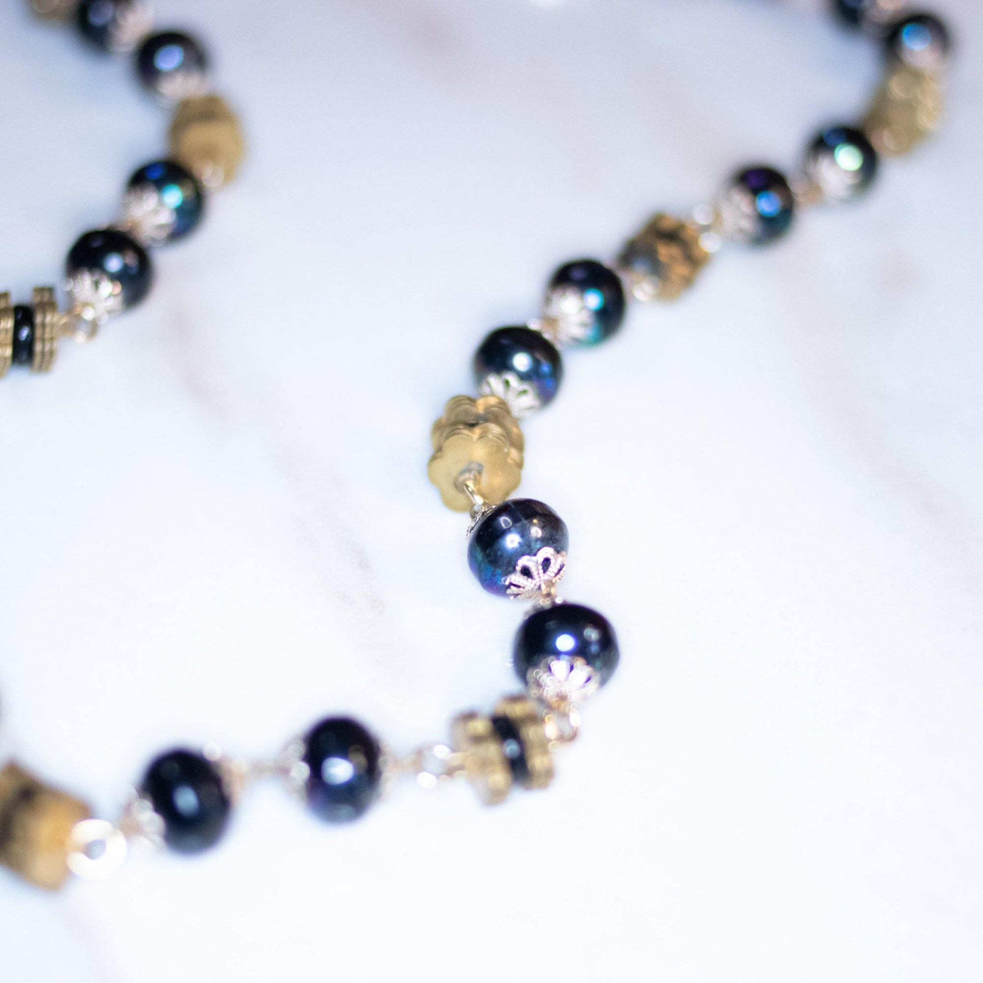 Vintage Gold and Black Bead Statement Necklace by West Germany - Vintage Meet Modern Vintage Jewelry - Chicago, Illinois - #oldhollywoodglamour #vintagemeetmodern #designervintage #jewelrybox #antiquejewelry #vintagejewelry