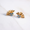 Vintage Gold Fan Earrings with Blue Rhinestones by Unsigned Beauty - Vintage Meet Modern Vintage Jewelry - Chicago, Illinois - #oldhollywoodglamour #vintagemeetmodern #designervintage #jewelrybox #antiquejewelry #vintagejewelry