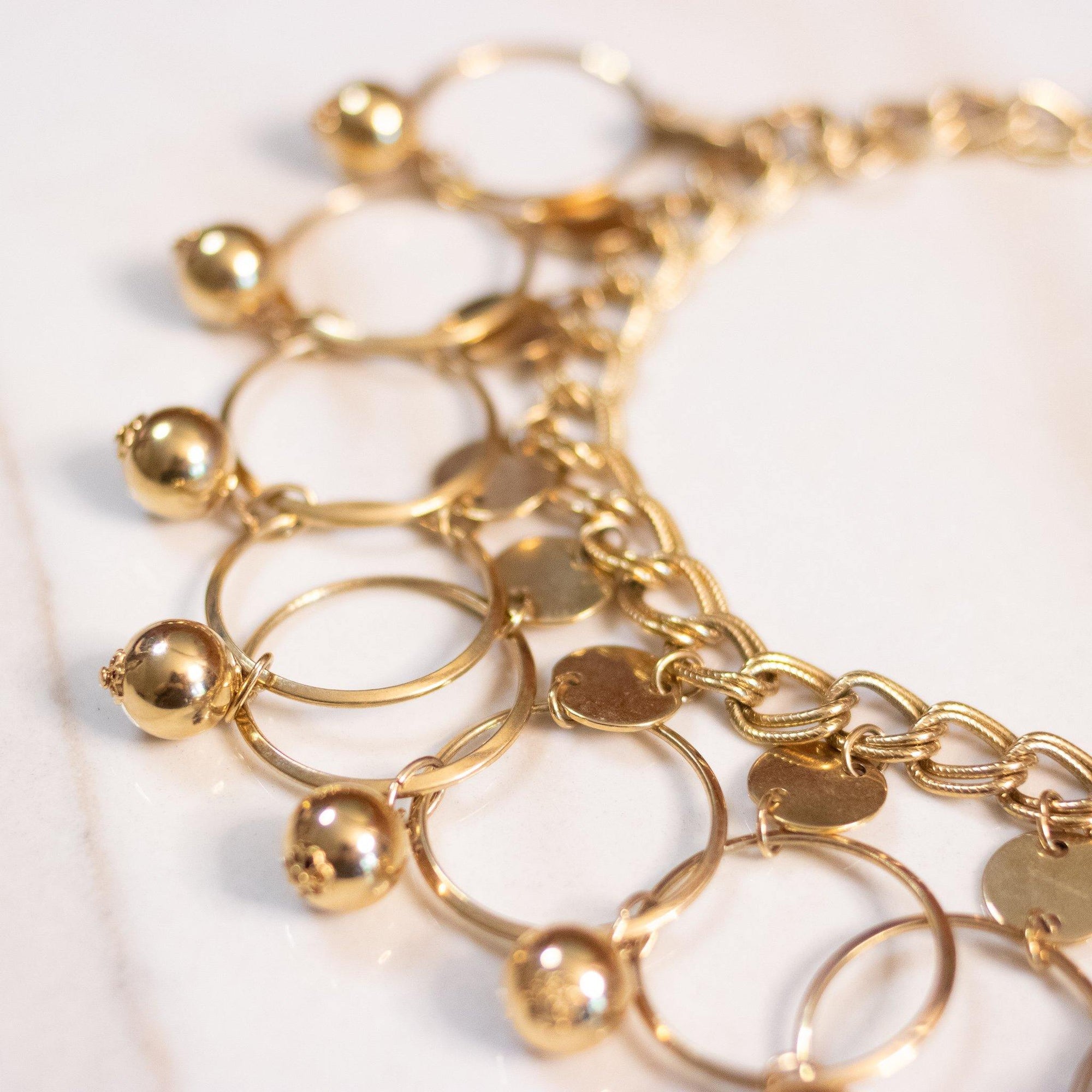 Vintage Gold Hoop and Bead Collar Statement Necklace by Unsigned Beauty - Vintage Meet Modern Vintage Jewelry - Chicago, Illinois - #oldhollywoodglamour #vintagemeetmodern #designervintage #jewelrybox #antiquejewelry #vintagejewelry