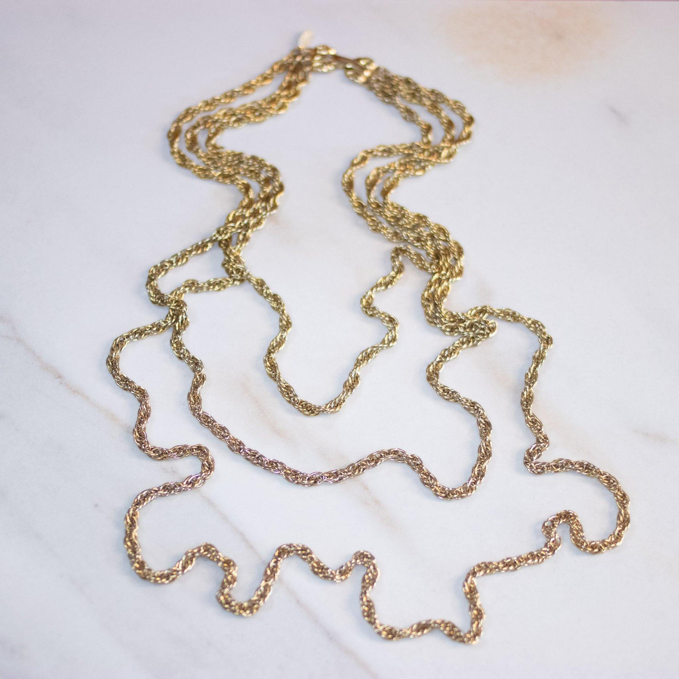 Vintage Gold Multi-Strand Layering Chain Statement Necklace