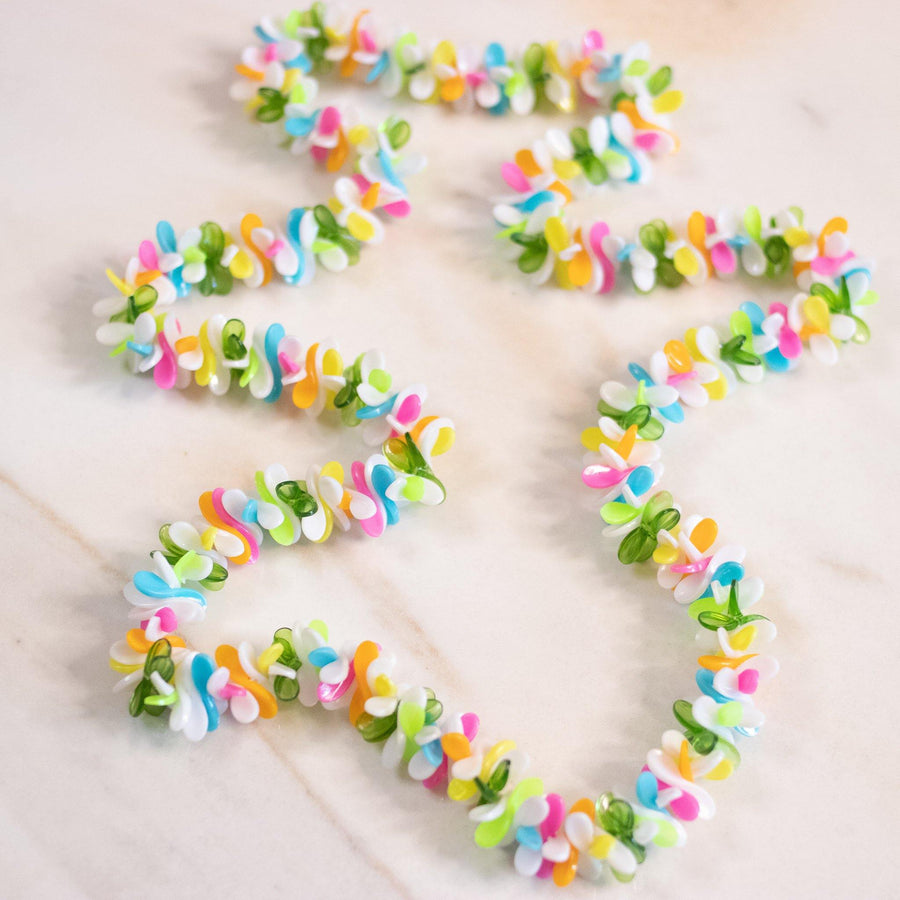 Vintage Hawaiian Lucite Green, Pink, Yellow, Blue Flower Lei Necklace by Unsigned Beauty - Vintage Meet Modern Vintage Jewelry - Chicago, Illinois - #oldhollywoodglamour #vintagemeetmodern #designervintage #jewelrybox #antiquejewelry #vintagejewelry