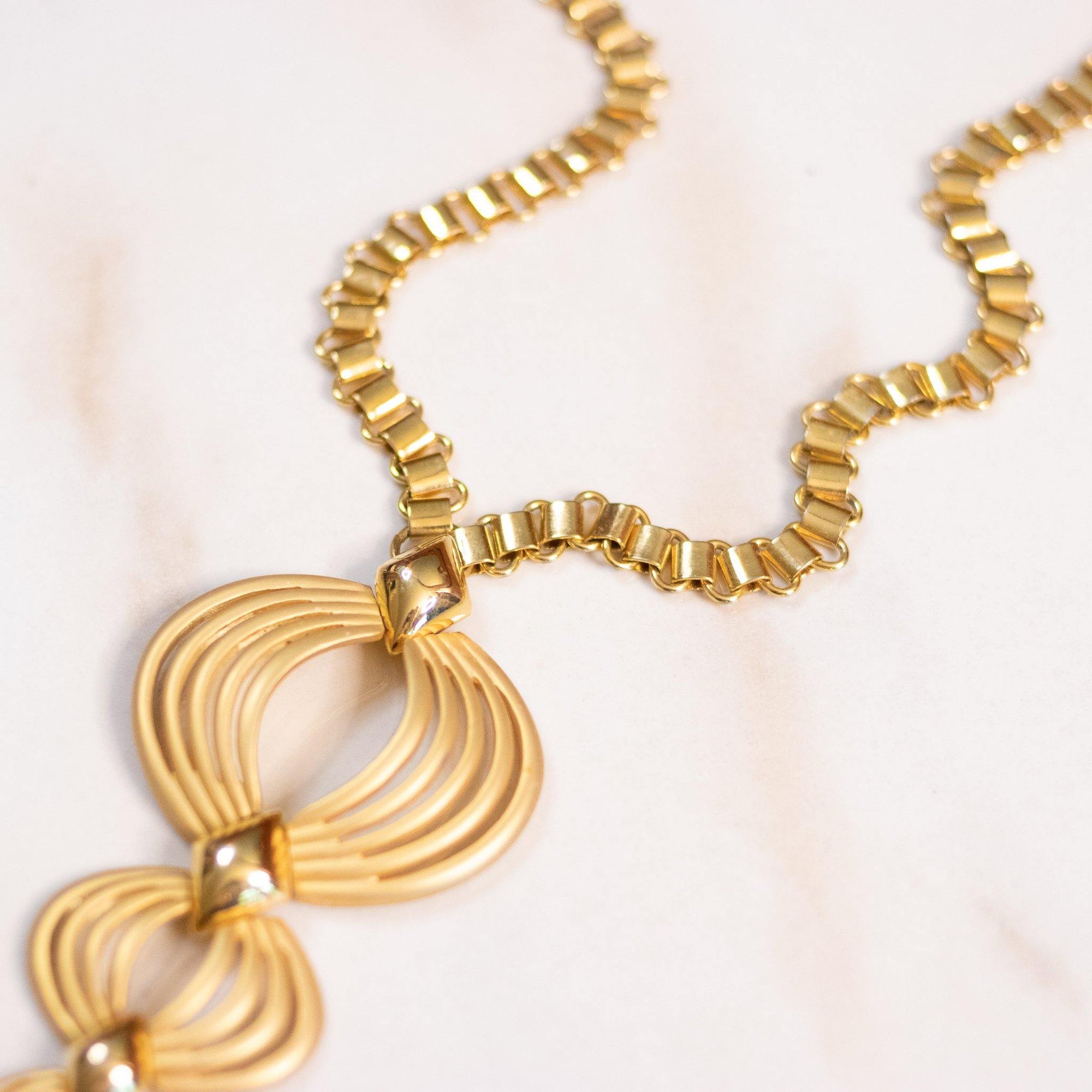 Vintage Hobe Gold Modernist Statement Necklace by Hobe - Vintage Meet Modern Vintage Jewelry - Chicago, Illinois - #oldhollywoodglamour #vintagemeetmodern #designervintage #jewelrybox #antiquejewelry #vintagejewelry