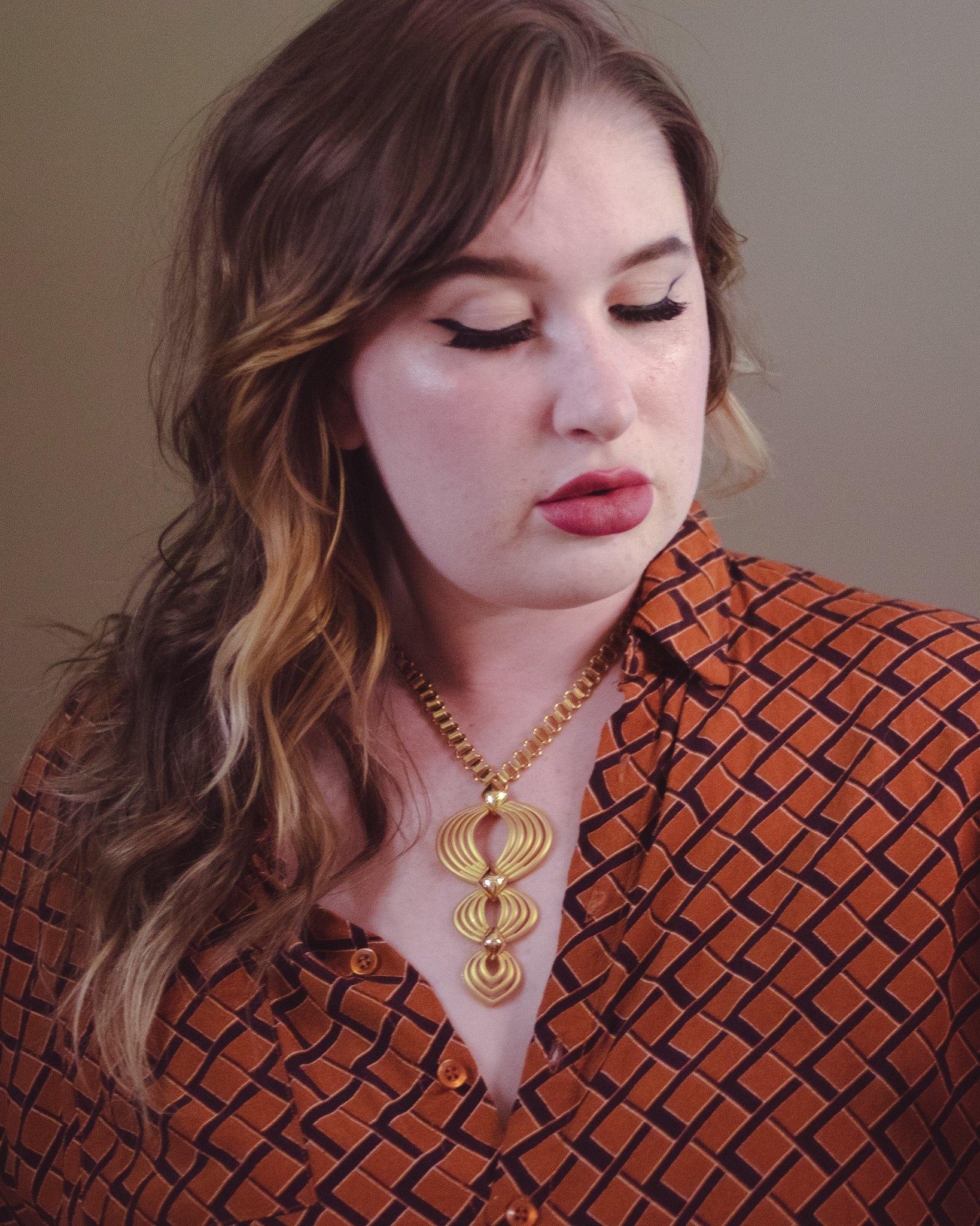 Vintage Hobe Gold Modernist Statement Necklace by Hobe - Vintage Meet Modern Vintage Jewelry - Chicago, Illinois - #oldhollywoodglamour #vintagemeetmodern #designervintage #jewelrybox #antiquejewelry #vintagejewelry