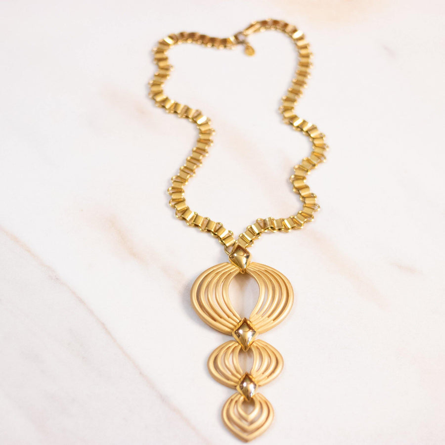 Vintage Hobe Gold Modernist Statement Necklace by Hobe - Vintage Meet Modern Vintage Jewelry - Chicago, Illinois - #oldhollywoodglamour #vintagemeetmodern #designervintage #jewelrybox #antiquejewelry #vintagejewelry
