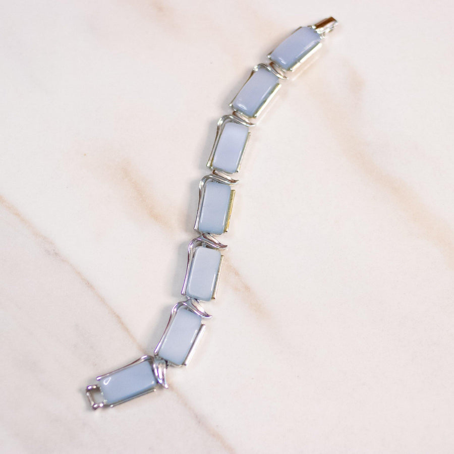 Vintage Light Blue Thermoset Bracelet by Unsigned Beauty - Vintage Meet Modern Vintage Jewelry - Chicago, Illinois - #oldhollywoodglamour #vintagemeetmodern #designervintage #jewelrybox #antiquejewelry #vintagejewelry