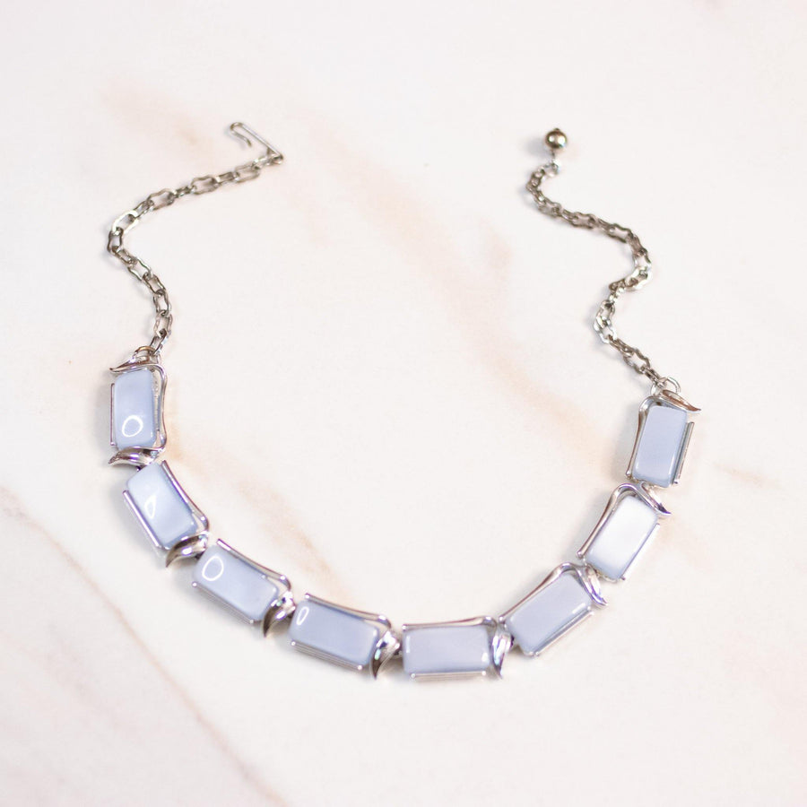 Vintage Light Blue Thermoset Necklace by Coro - Vintage Meet Modern Vintage Jewelry - Chicago, Illinois - #oldhollywoodglamour #vintagemeetmodern #designervintage #jewelrybox #antiquejewelry #vintagejewelry