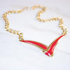 Vintage Monet Red Enamel and Gold Chain Necklace by Monet - Vintage Meet Modern Vintage Jewelry - Chicago, Illinois - #oldhollywoodglamour #vintagemeetmodern #designervintage #jewelrybox #antiquejewelry #vintagejewelry