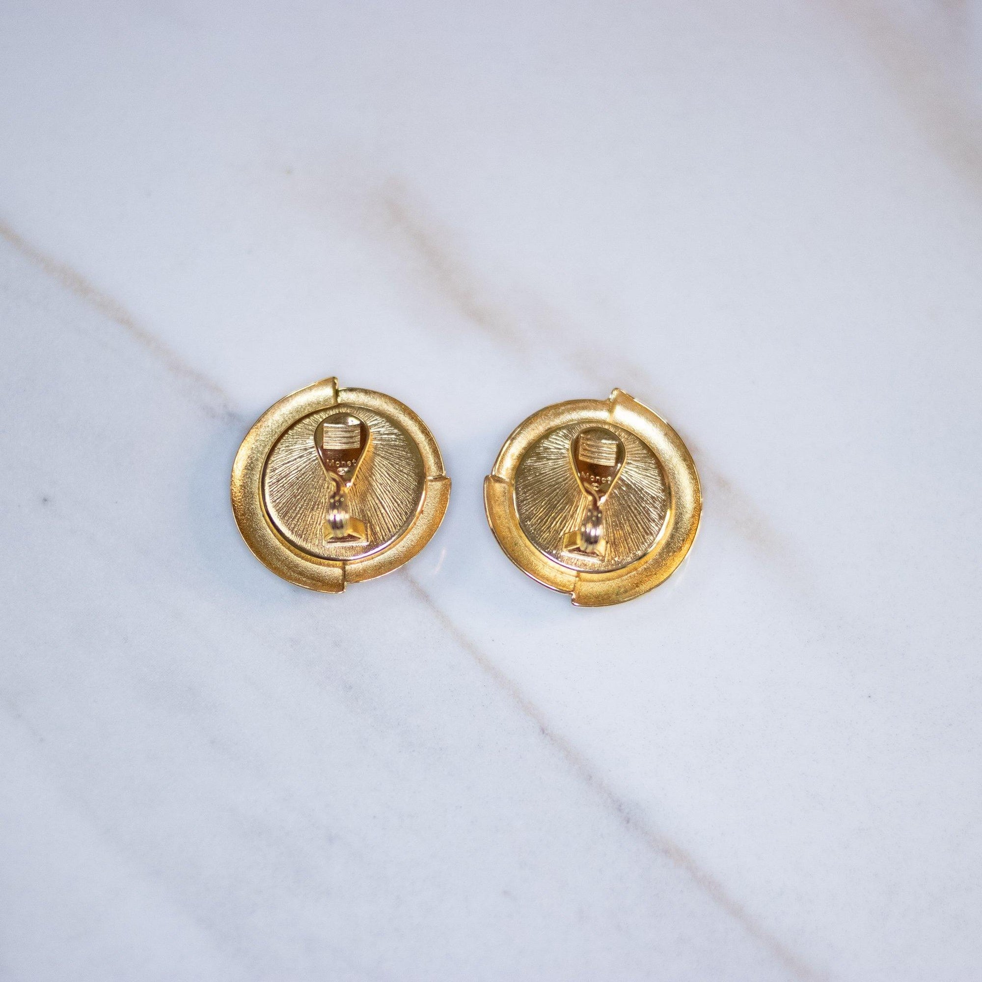 Vintage Monet Red and Gold Statement Earrings by Monet - Vintage Meet Modern Vintage Jewelry - Chicago, Illinois - #oldhollywoodglamour #vintagemeetmodern #designervintage #jewelrybox #antiquejewelry #vintagejewelry