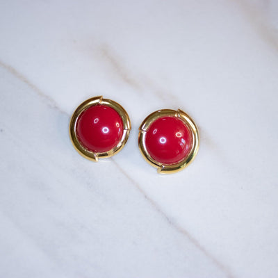 Vintage Monet Red and Gold Statement Earrings by Monet - Vintage Meet Modern Vintage Jewelry - Chicago, Illinois - #oldhollywoodglamour #vintagemeetmodern #designervintage #jewelrybox #antiquejewelry #vintagejewelry