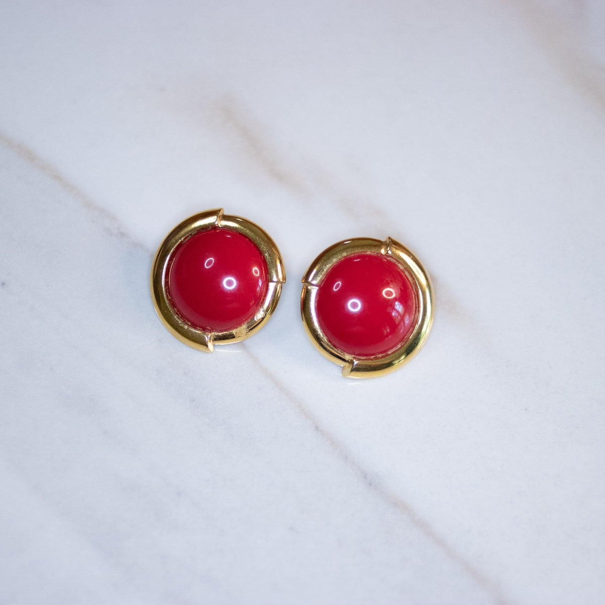 Vintage Monet Red and Gold Statement Earrings