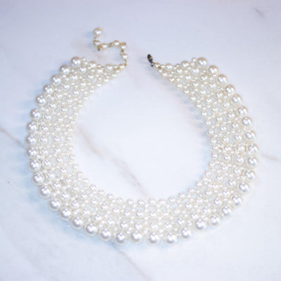 Vintage Pearl Bib Collar Necklace by Unsigned Beauty - Vintage Meet Modern Vintage Jewelry - Chicago, Illinois - #oldhollywoodglamour #vintagemeetmodern #designervintage #jewelrybox #antiquejewelry #vintagejewelry