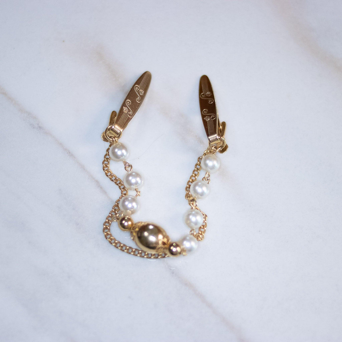 Vintage Pearl and Gold Bead Sweater Guard
