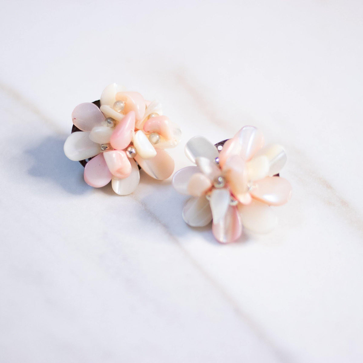 Vintage Pink and Cream Shell Statement Earrings
