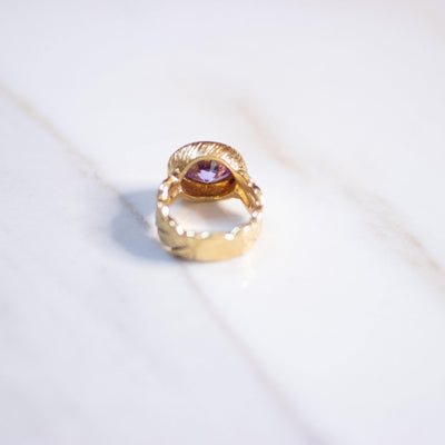 Vintage Purple Crystal Bezel Set Statement Ring by Unsigned Beauty - Vintage Meet Modern Vintage Jewelry - Chicago, Illinois - #oldhollywoodglamour #vintagemeetmodern #designervintage #jewelrybox #antiquejewelry #vintagejewelry