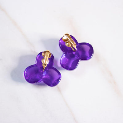 Vintage Purple Lucite Pebble Earrings by Unsigned Beauty - Vintage Meet Modern Vintage Jewelry - Chicago, Illinois - #oldhollywoodglamour #vintagemeetmodern #designervintage #jewelrybox #antiquejewelry #vintagejewelry